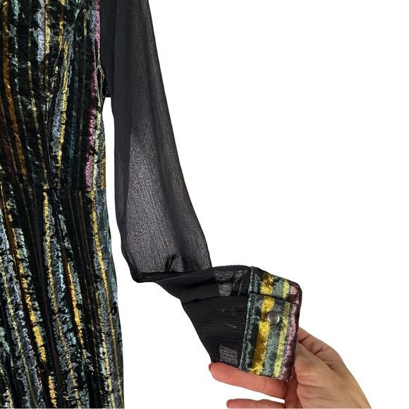 Romeo & Juliet Couture Velvet Mesh Maxi Dress Multicolor Metallic Size Medium - Picture 9 of 15